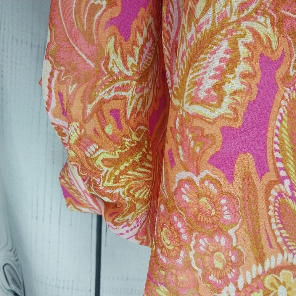 Vici Collection Maggie Floral Chiffon Button Up Hippie Retro 70’s Shirt - Picture 6 of 10